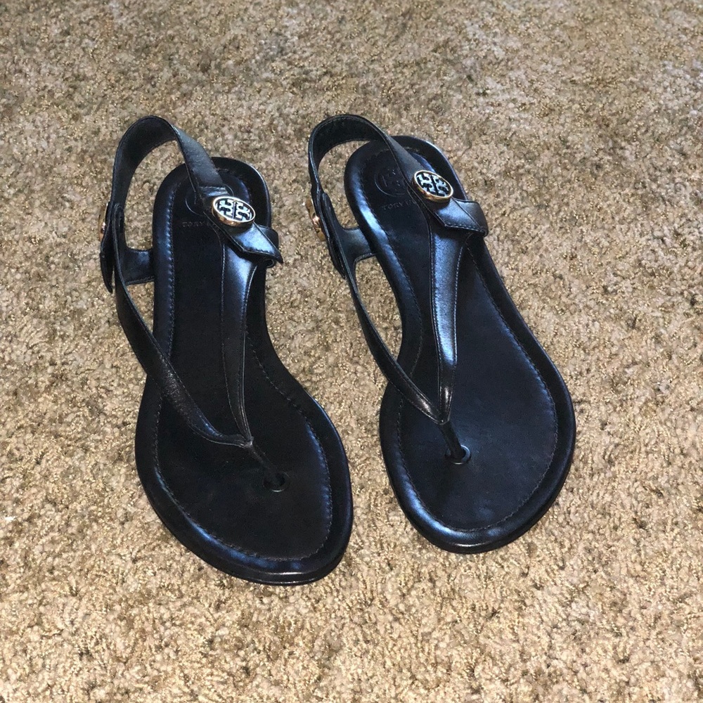 Tory Burch black leather sandals